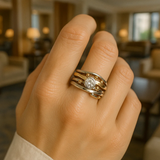 Royal Vintage Gold-Inlaid Zirconia Ring - Threadford