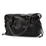 Stylish Vintage Black Leather Handbag - Threadford