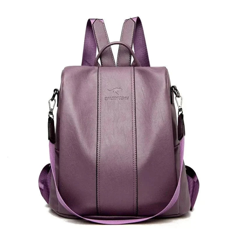 Premium and Secure PU Leather Backpack - Threadford