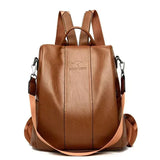 Premium and Secure PU Leather Backpack - Threadford