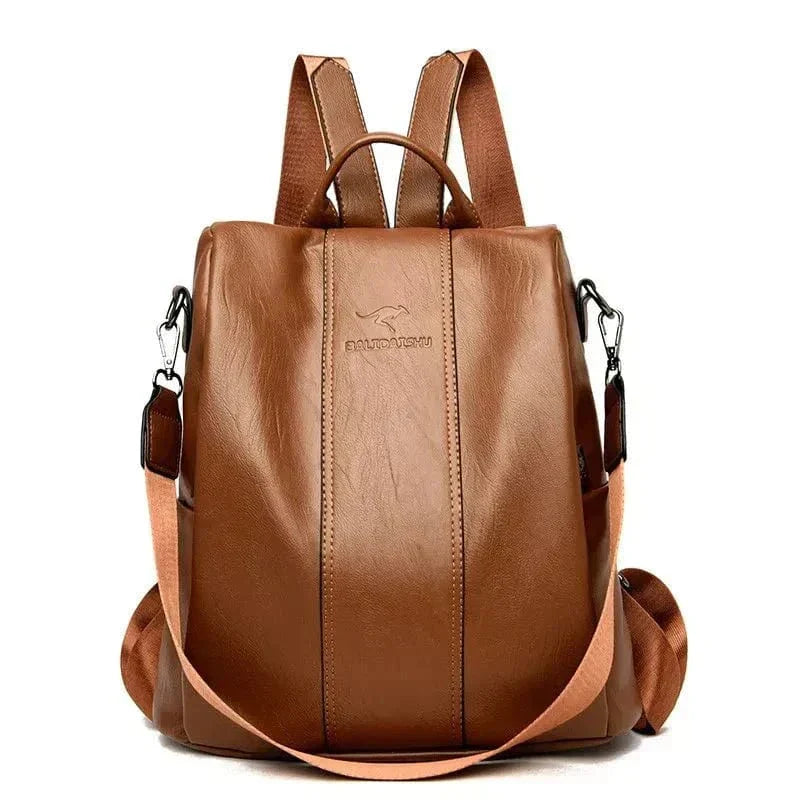 Premium and Secure PU Leather Backpack - Threadford