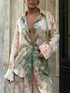 Unique Floral Loose Print Oversized Shirt - Threadford