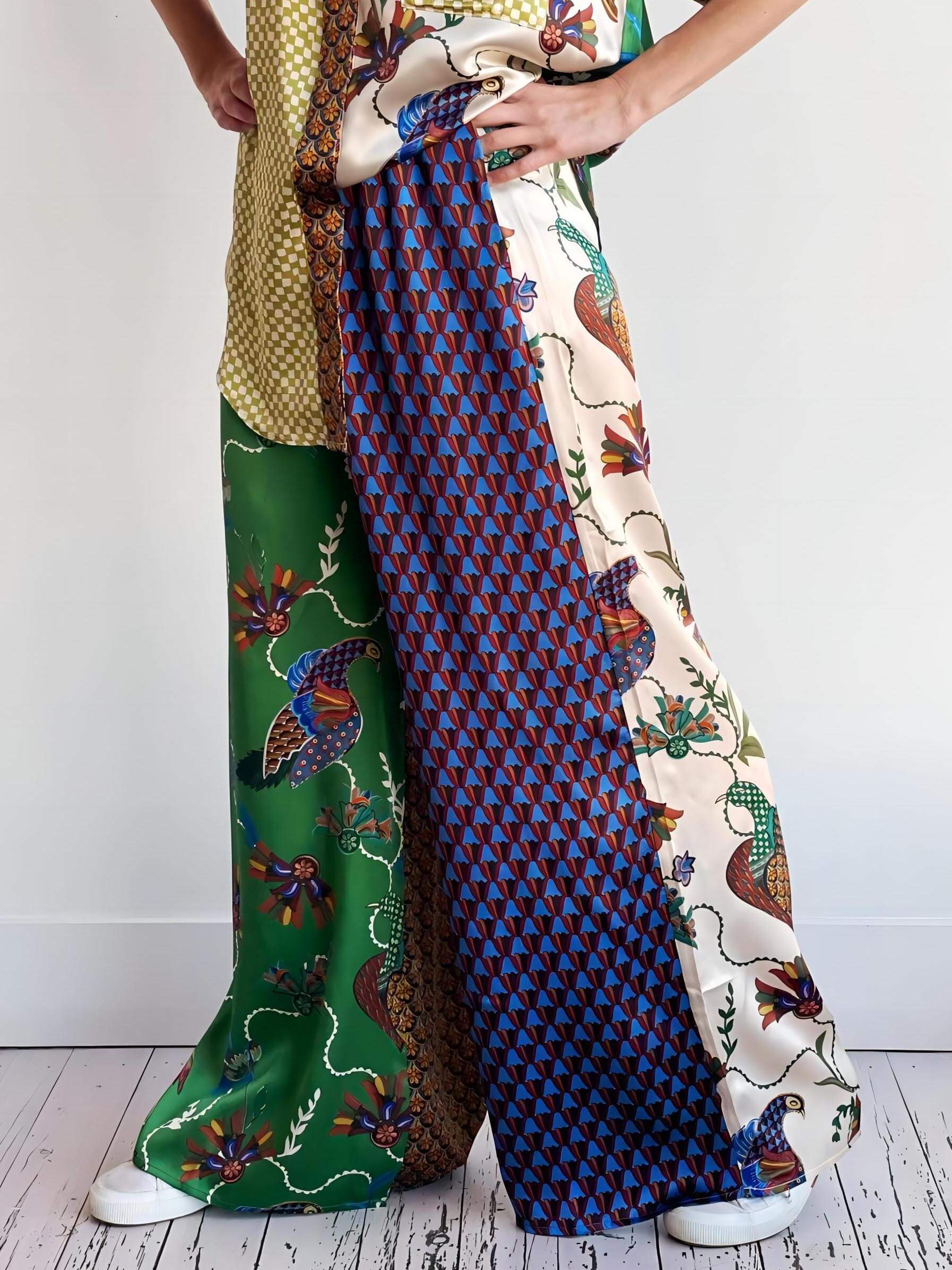 Special Folk Print Loose Wide Leg Pants - Threadford