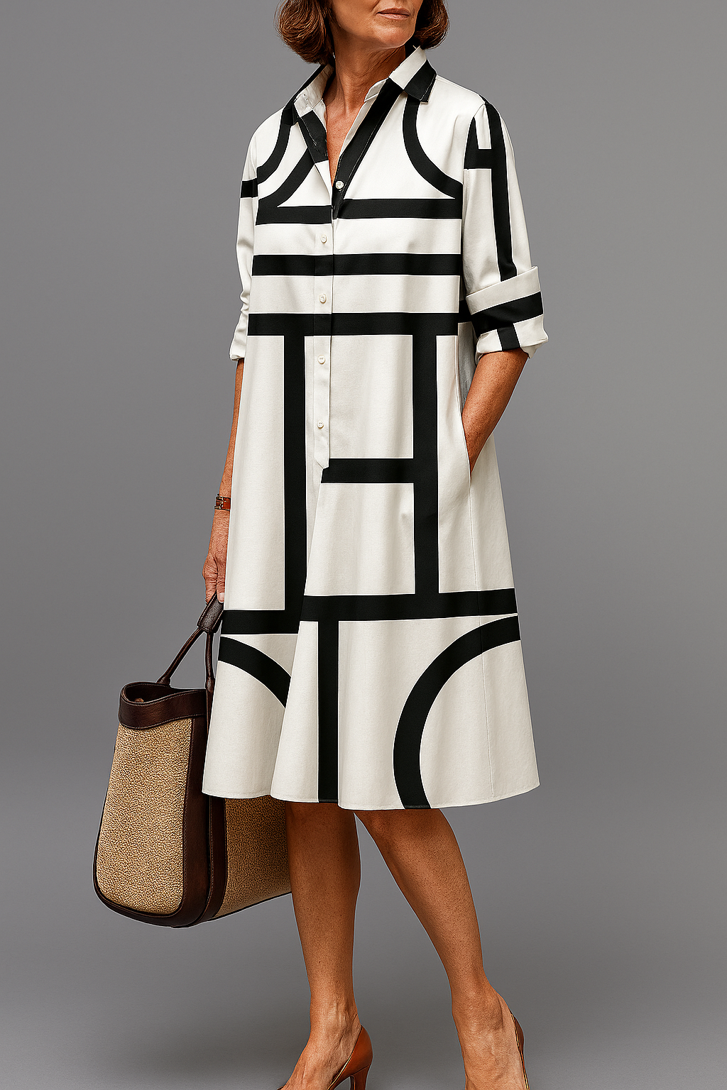 Brigitte - Luxe Midi Dress for Effortless Elegance - Threadford