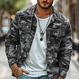 Men's Camouflage Canvas Retro Wear Lapel Jacket 18911497X - Threadford