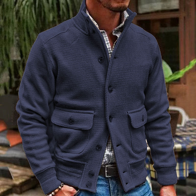 Men's Stand Collar Solid Color Jacket 35479294X - Threadford