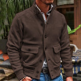 Men's Stand Collar Solid Color Jacket 35479294X - Threadford