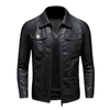 Men's Lapel Leather Biker Jacket 37377631X - Threadford