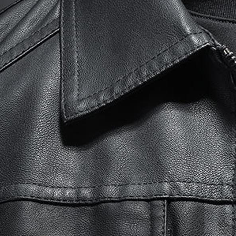 Men's Lapel Leather Biker Jacket 37377631X - Threadford
