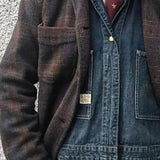 Men's Retro Checkered Lapel Loose Jacket 84918520X - Threadford