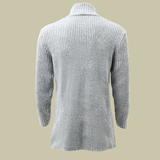 Men's Fashion Stand Collar Solid Striped Long Sleeve Mid-length Knit Cardigan 70689538Z - Threadford