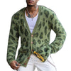 Men's Vintage Leopard V-Neck Single-Breasted Cardigan 03568715Y - Threadford