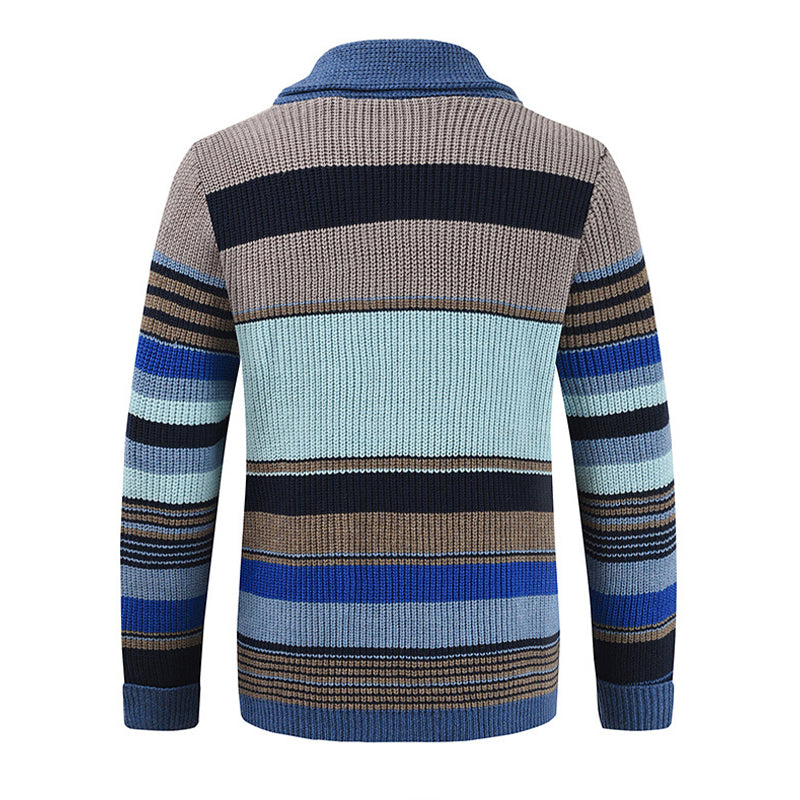 Men's Colorblock Lapel Sweater Jacket 02918584X - Threadford