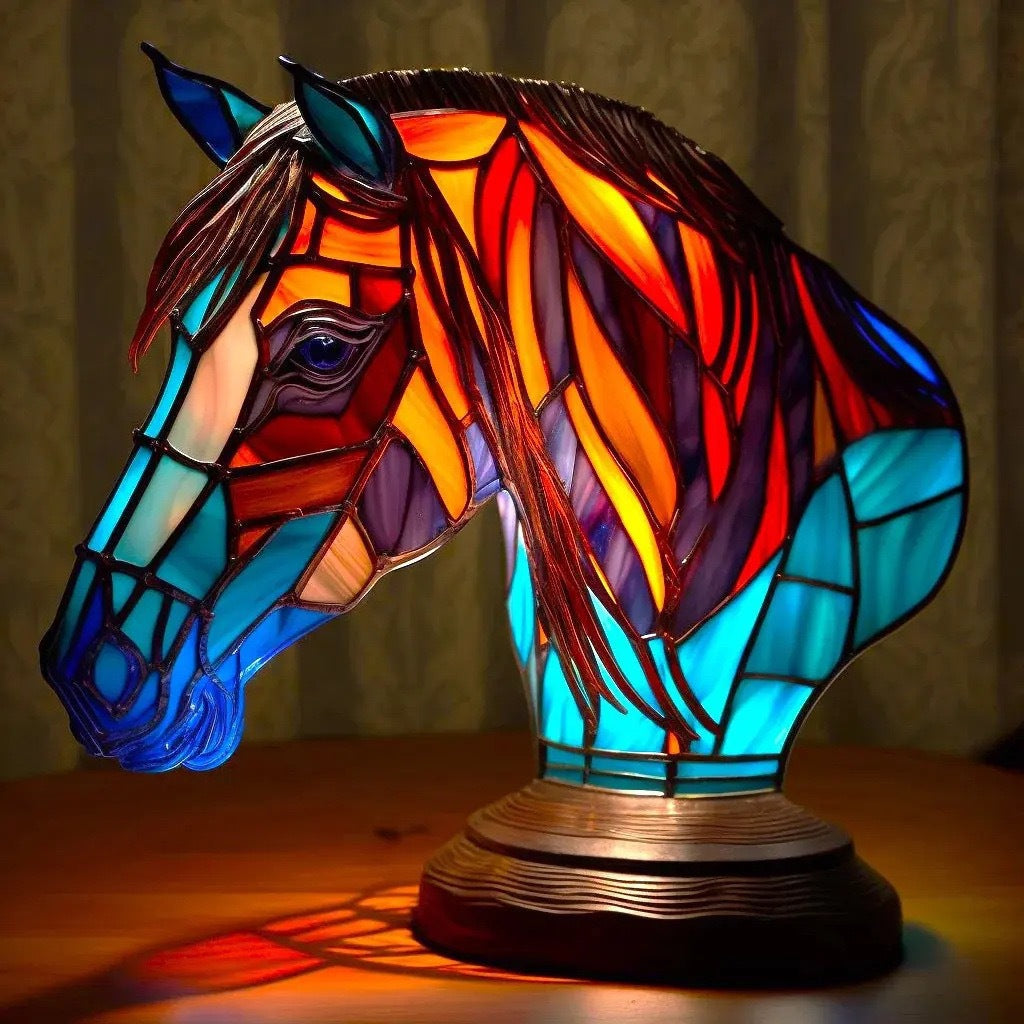 Bella | Magical Horse Lamp in Coloured Glass - Threadford