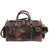 Dark Brown Leather Weekend Bag – Double Compartment Design - Threadford