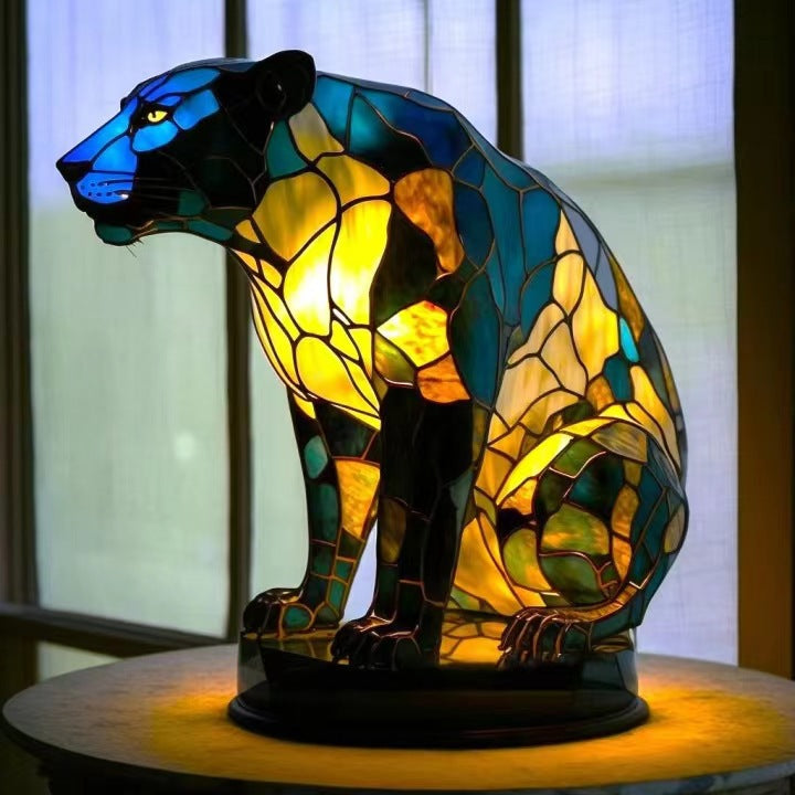 Fauve | Panther Lamp Magic in Coloured Glass - Threadford
