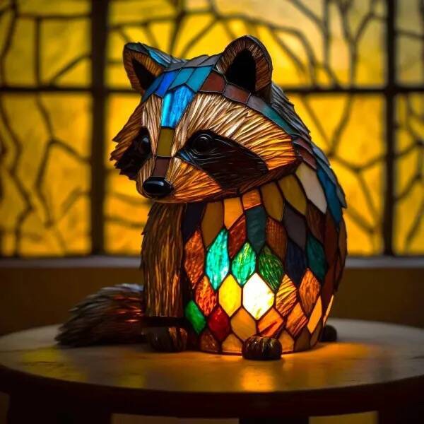Filou | Raccoon Lamp in Coloured Glass - Threadford
