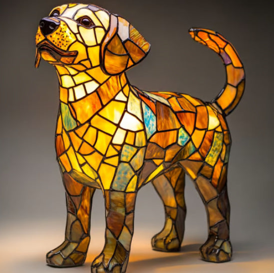 Hunter | Magic Dog Lamp in Coloured Glass - Threadford
