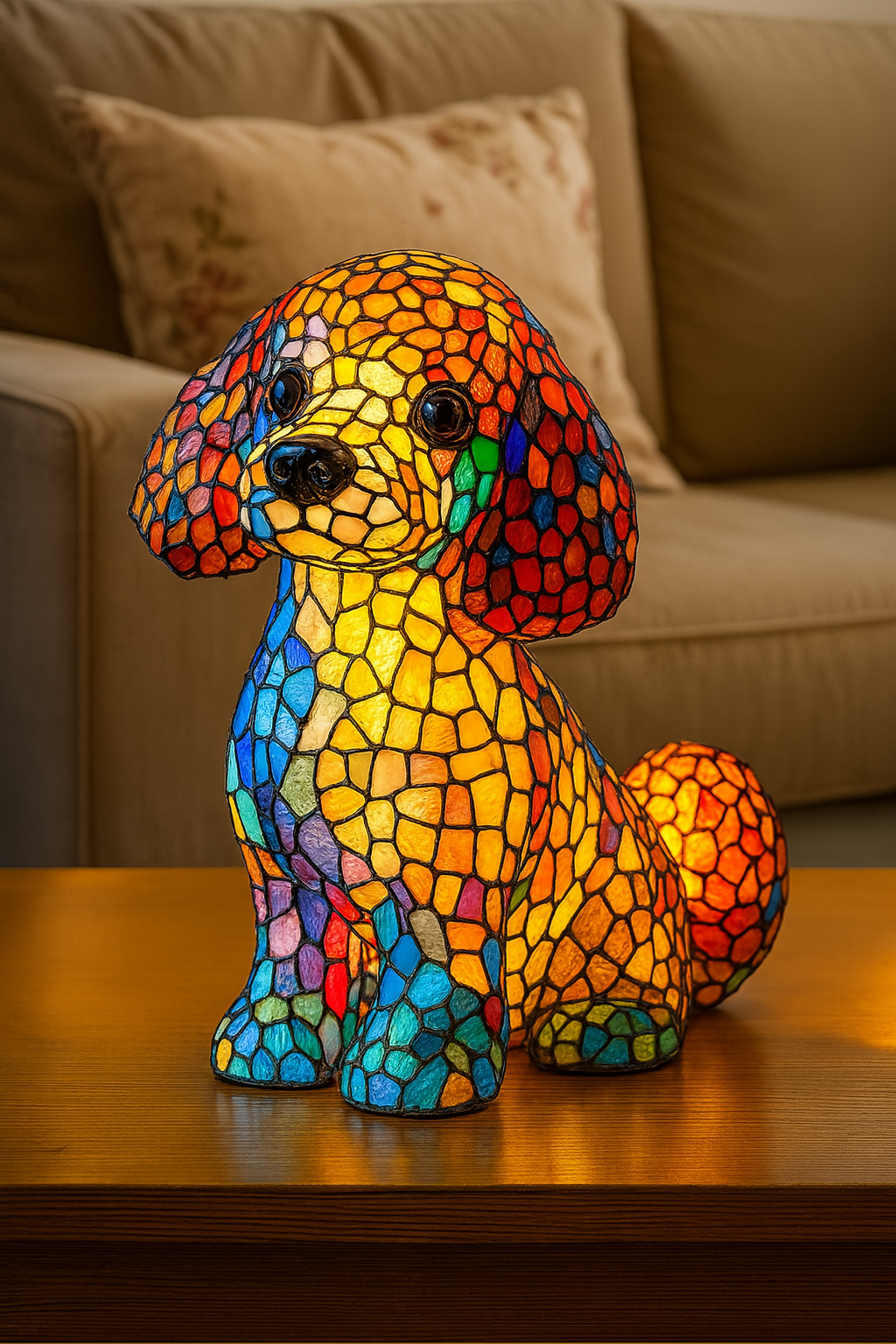 Kiki | Magical Dog Lamp in Coloured Glass - Threadford