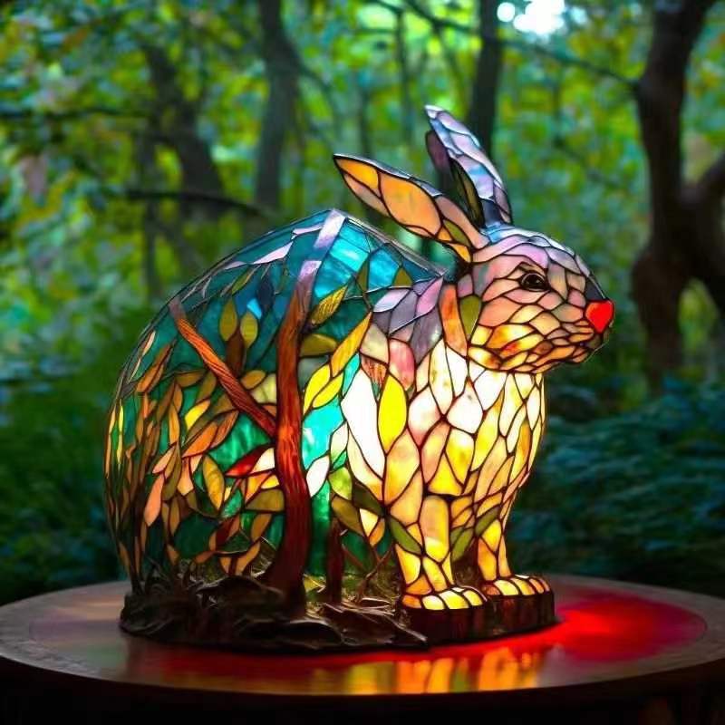 Lapinou | Coloured Glass Rabbit Lamp - Threadford