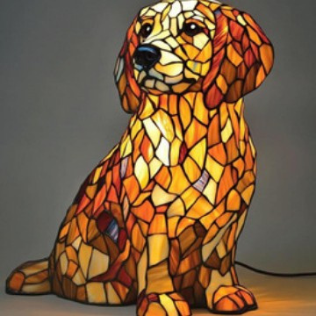 Loulou | Magical Dog Lamp in Coloured Glass - Threadford