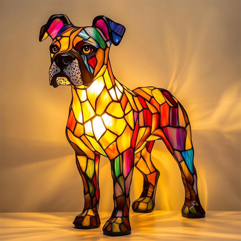 Tyson | Magic Dog Lamp in Coloured Glass - Threadford