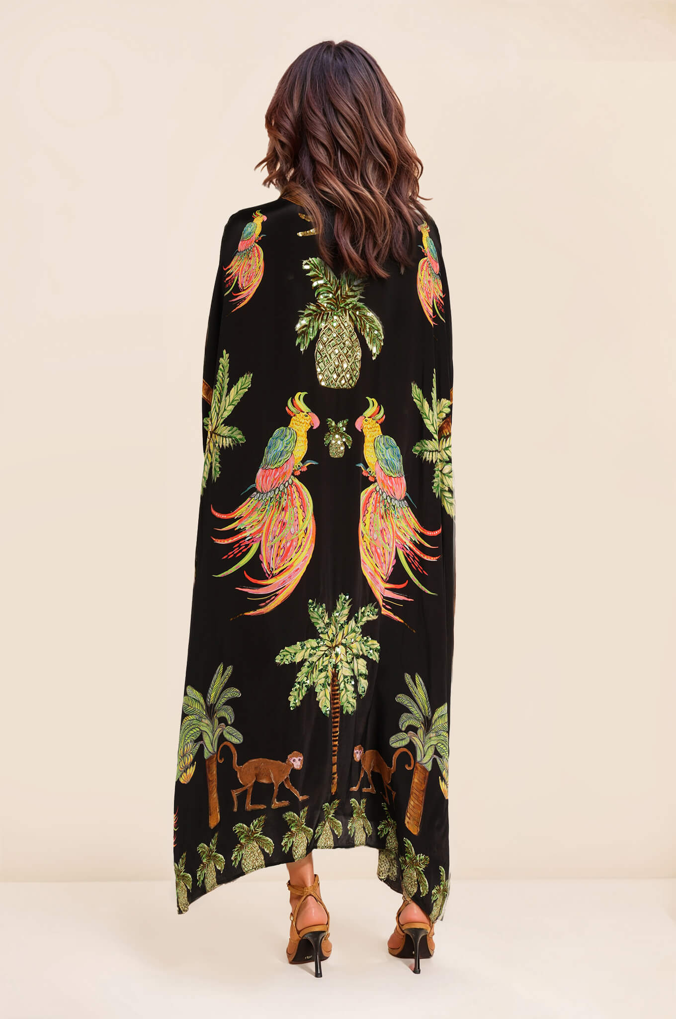 Unique Drop Shoulder Sleeve Coconut Tree Printed Dress - Threadford