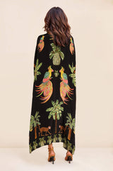 Unique Drop Shoulder Sleeve Coconut Tree Printed Dress - Threadford
