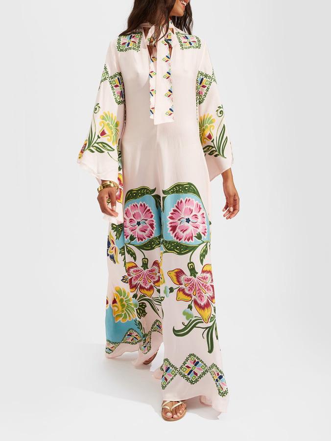 Exquisite Sunshine Floral Print Flowing Maxi Dress - Threadford
