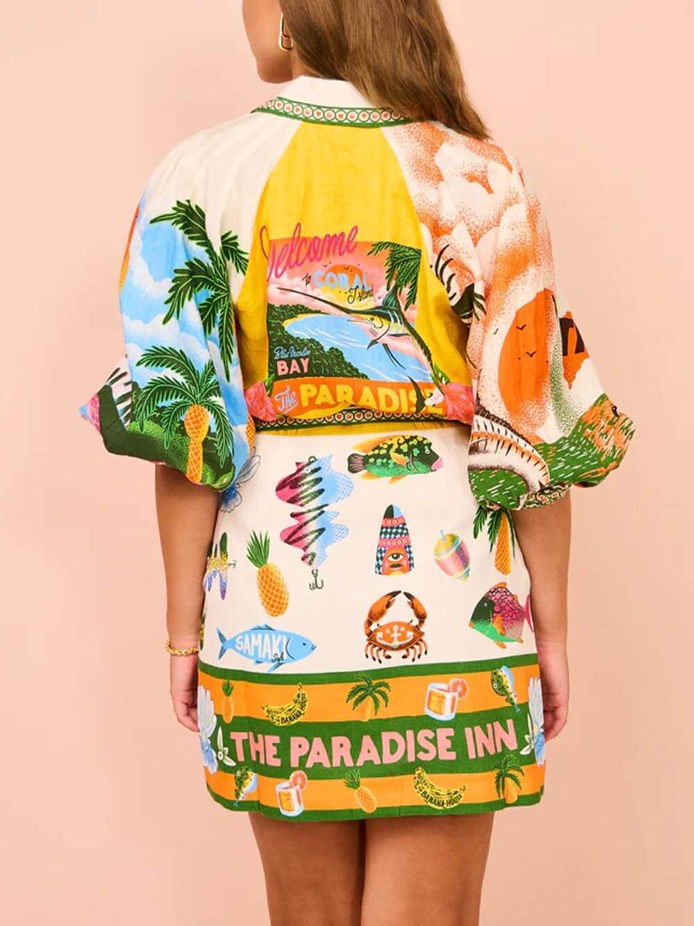 Casual Unique Printed Shirt Cardigan Dress - Threadford