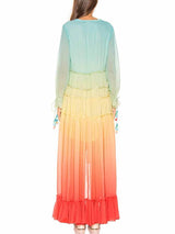 Unique Gradient Print Bohemian Rainbow Tiered Maxi Dress - Threadford