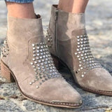 Chunky boots with pointed, structured toe in studded suede - Threadford