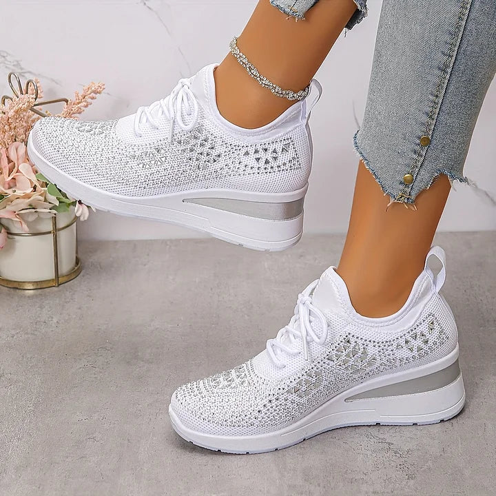 Giselle – Orthopaedic Trainers with Sparkling Rhinestones - Threadford