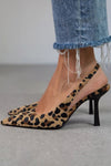 Khaki stiletto heels with pointed leopard print - Threadford