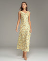 Apricot Floral Cowl Neck Sleeveless Maxi Dress - Threadford