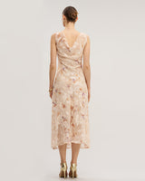 Apricot Floral Sleeveless Maxi Dress - Threadford