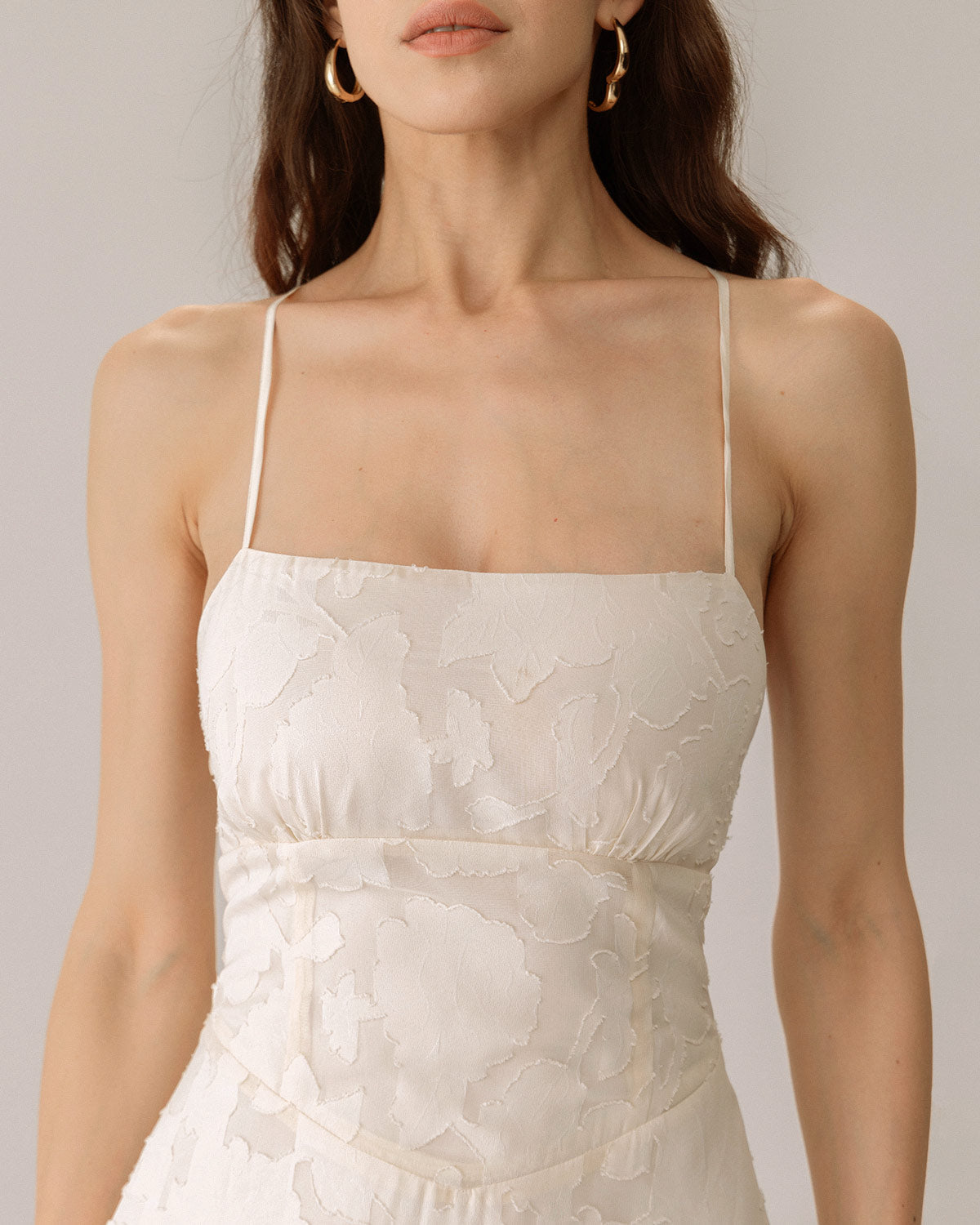 Apricot Jacquard Corset Slip Maxi Dress - Threadford