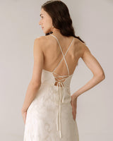 Apricot Jacquard Corset Slip Maxi Dress - Threadford