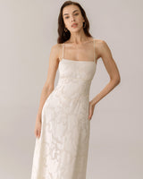 Apricot Jacquard Corset Slip Maxi Dress - Threadford