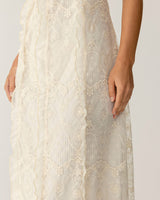 Apricot Textured Lace Slip Maxi Dresses - Threadford