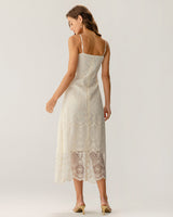 Apricot Textured Lace Slip Maxi Dresses - Threadford