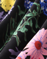 Black Floral Square Neck Shirred Maxi Dress - Threadford