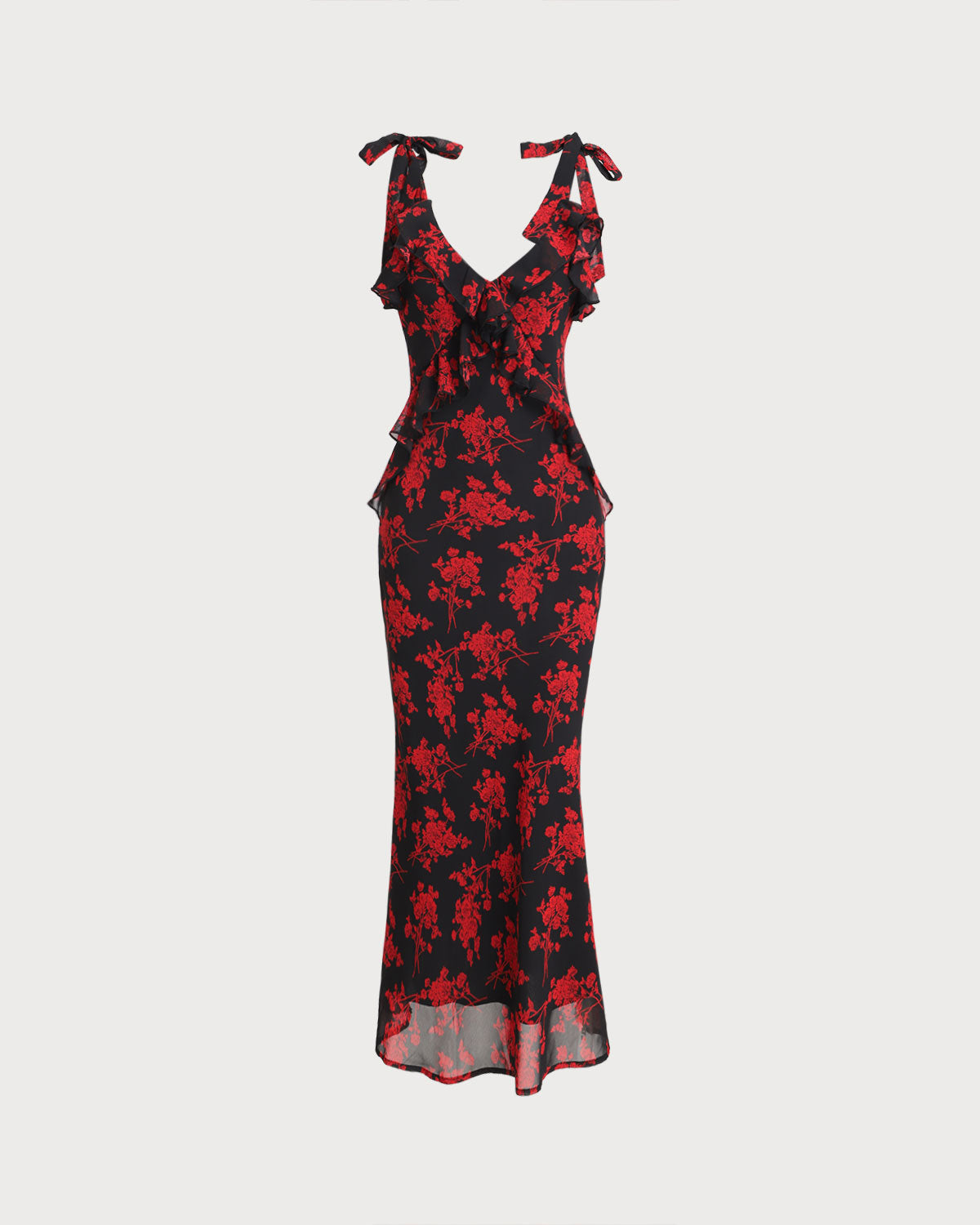 Black Floral Chiffon Slip Maxi Dress - Threadford