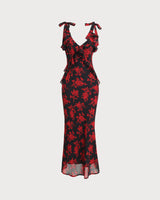 Black Floral Chiffon Slip Maxi Dress - Threadford