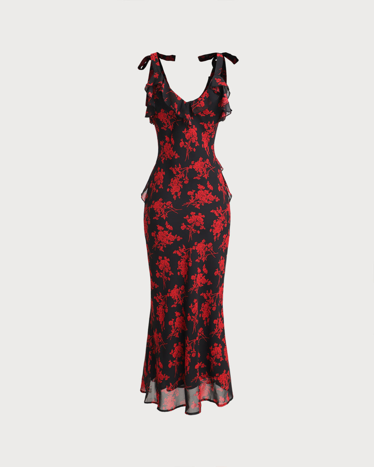 Black Floral Chiffon Slip Maxi Dress - Threadford
