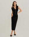 Black Velvet Bodycon Maxi Dress - Threadford