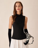 Black Contrasting Knit Ribbed Maxi Dress - Threadford