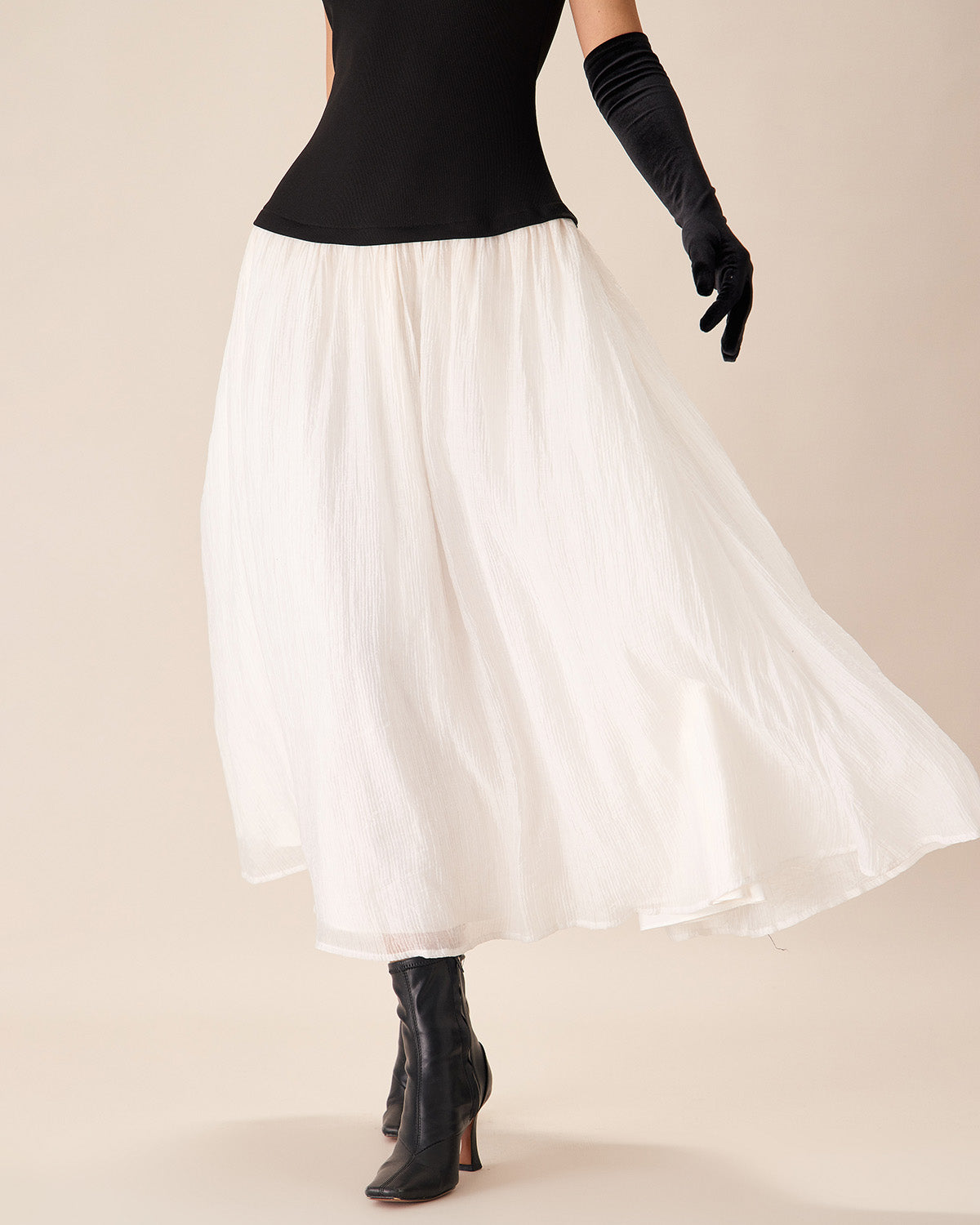 Black Contrasting Knit Ribbed Maxi Dress - Threadford