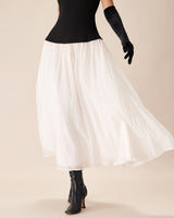 Black Contrasting Knit Ribbed Maxi Dress - Threadford