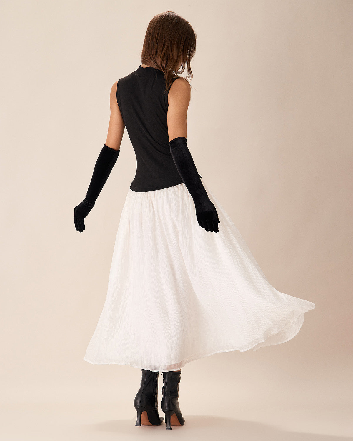 Black Contrasting Knit Ribbed Maxi Dress - Threadford